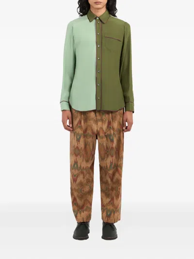 Pierre-louis Mascia Adanar Two-tone Piped Shirt In Green