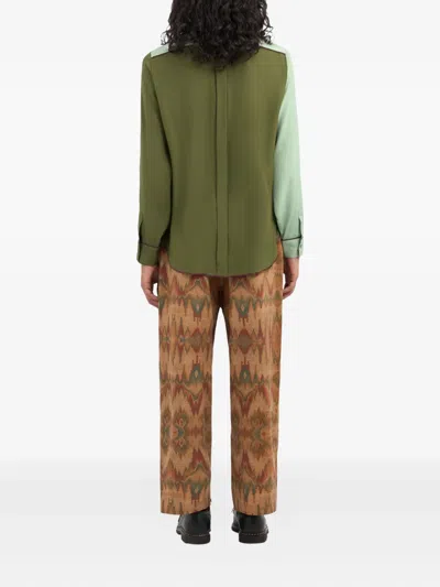 Pierre-louis Mascia Adanar Two-tone Piped Shirt In Green