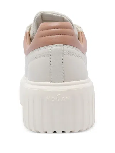 Hogan Chunky Platform Sneakers With Smooth And Textured Uppers In Neutral