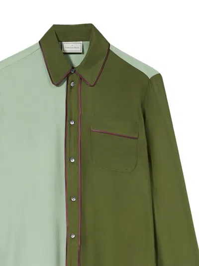 Pierre-louis Mascia Adanar Two-tone Piped Shirt In Green