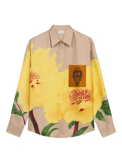 Pierre-louis Mascia Aloegots Peony-print Pocket Shirt In Multi