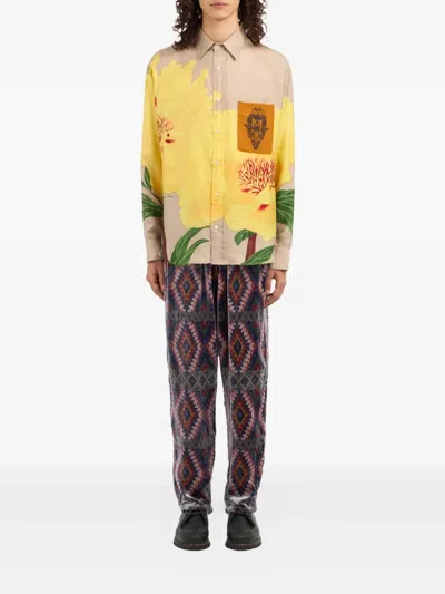 Pierre-louis Mascia Aloegots Peony-print Pocket Shirt In Multi