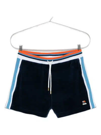 Casablanca Montagne Side-stripe Velvet Shorts In Blue