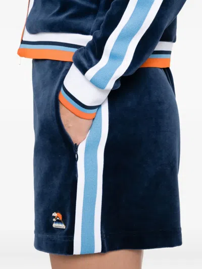 Casablanca Montagne Side-stripe Velvet Shorts In Blue