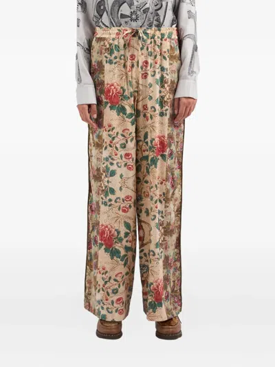 Pierre-louis Mascia Adanastr Floral-panelled Wide-leg Trousers In Multi