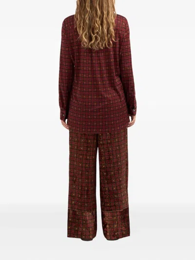 Pierre-louis Mascia Febo Geometric-print Shirt In Brown