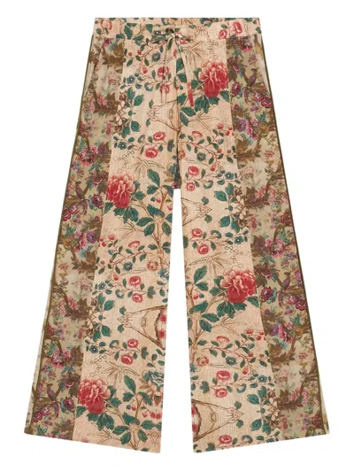 Pierre-louis Mascia Adanastr Floral-panelled Wide-leg Trousers In Multi