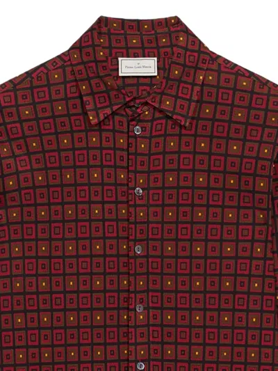 Pierre-louis Mascia Febo Geometric-print Shirt In Brown