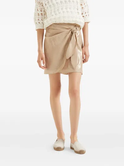Brunello Cucinelli Knot-detail Mini Skirt In Metallic