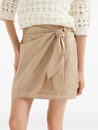 Brunello Cucinelli Knot-detail Mini Skirt In Metallic