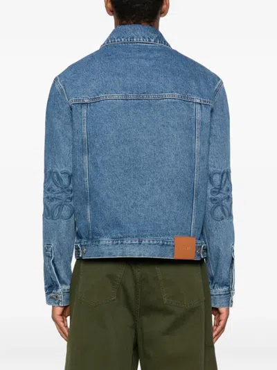 Loewe Denim Jacket Embroidered Sleeves In Blue