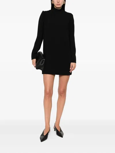 Max Mara High Neck Long Sleeve Dress With Pockets In Black