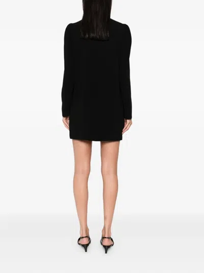 Max Mara High Neck Long Sleeve Dress With Pockets In Black