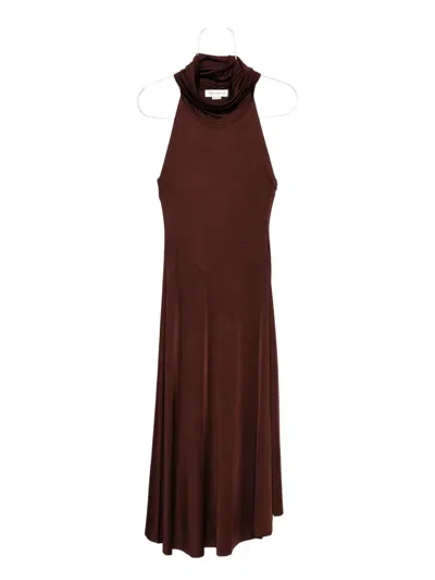 Victoria Beckham High-neck Dress In Brown