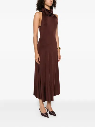 Victoria Beckham High-neck Dress In Brown