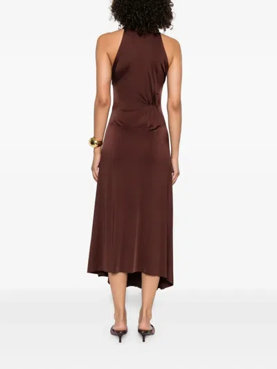 Victoria Beckham High-neck Dress In Brown