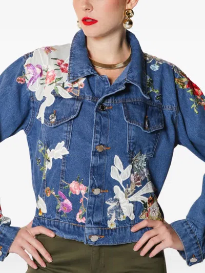 Lethicia Bronstein Floral Embroidered Denim Jacket