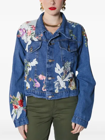 Lethicia Bronstein Floral Embroidered Denim Jacket