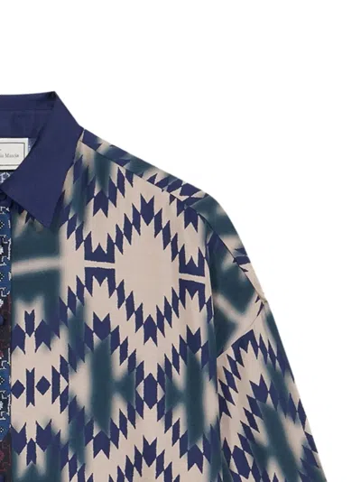 Pierre-louis Mascia Cialda Geometric-print Long-sleeve Shirt In Blue