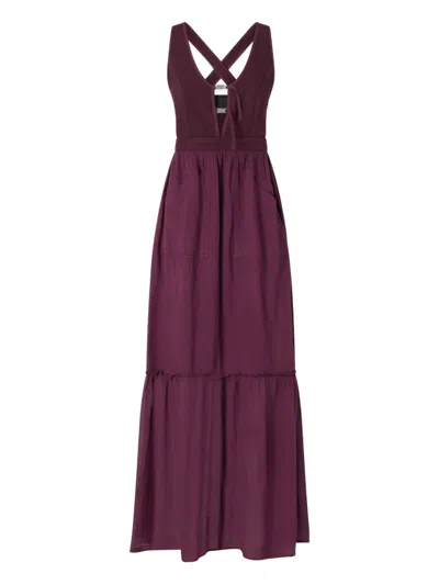 Pinko Cross-back Sleeveless Maxi Dress In Purple