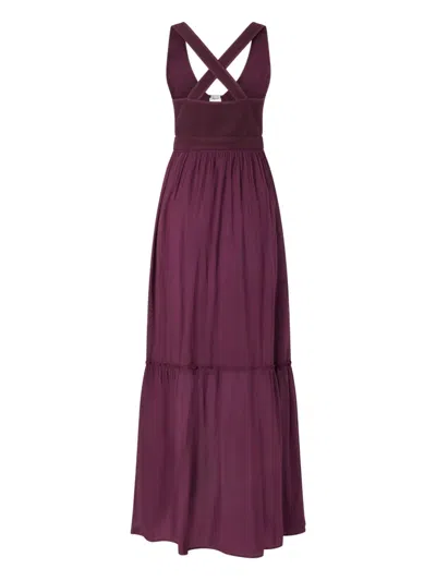 Pinko Cross-back Sleeveless Maxi Dress In Purple