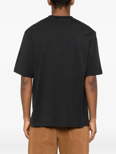 Jacquemus Mens Dark Navy Logo-embroidered Cotton T-shirt In Black