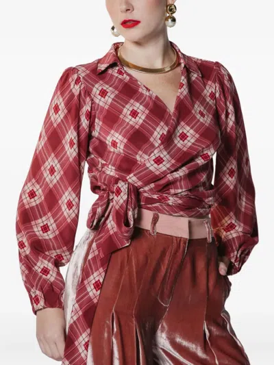 Lethicia Bronstein Wrap-tie Checked Top