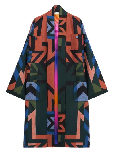 Pierre-louis Mascia Jp330ada Geometric-pattern Pocket Coat In Multi