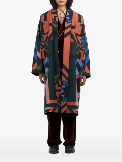 Pierre-louis Mascia Jp330ada Geometric-pattern Pocket Coat In Multi
