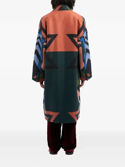 Pierre-louis Mascia Jp330ada Geometric-pattern Pocket Coat In Multi