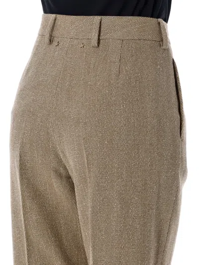 Golden Goose Lightweight Tailored Wool Trousers In Brown