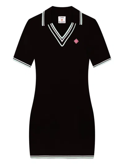 Casablanca Viscose Polo Shirt Dress In Black