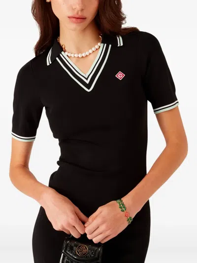 Casablanca Viscose Polo Shirt Dress In Black