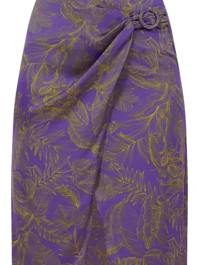 Simona Corsellini Floral-print Belted Midi Skirt In Purple