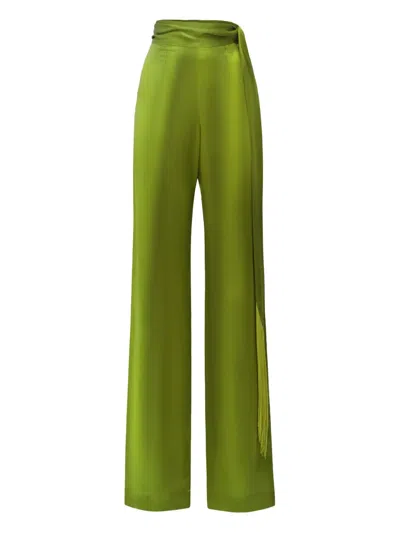 Taller Marmo Verdi Silk Fringe Trousers In Green