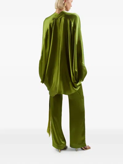 Taller Marmo Verdi Silk Fringe Trousers In Green
