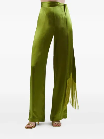 Taller Marmo Verdi Silk Fringe Trousers In Green