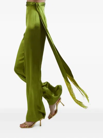 Taller Marmo Verdi Silk Fringe Trousers In Green