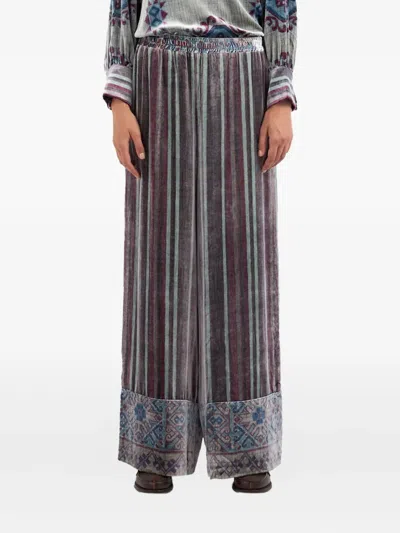 Pierre-louis Mascia Kanpur Striped Velvet Trousers In Blue