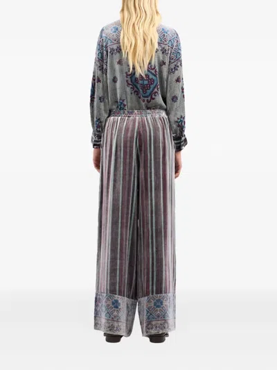 Pierre-louis Mascia Kanpur Striped Velvet Trousers In Blue