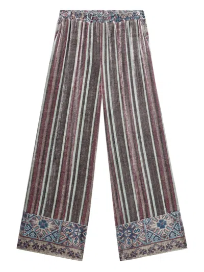 Pierre-louis Mascia Kanpur Striped Velvet Trousers In Blue