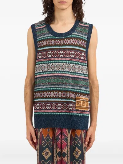 Pierre-louis Mascia Tricot Geometric-pattern Vest In Green