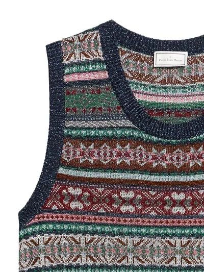 Pierre-louis Mascia Tricot Geometric-pattern Vest In Green