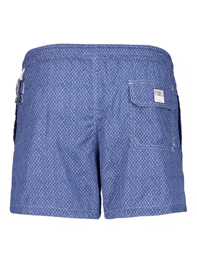 Fedeli Diamond Weave Swim Shorts In Blue