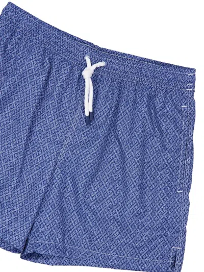 Fedeli Diamond Weave Swim Shorts In Blue