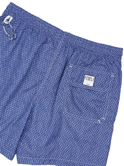 Fedeli Diamond Weave Swim Shorts In Blue
