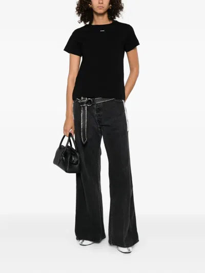 Pinko Crew Neck Short Sleeves Top In Black