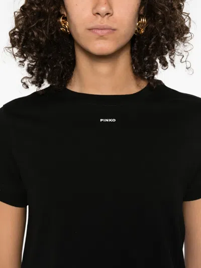 Pinko Crew Neck Short Sleeves Top In Black