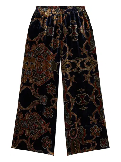 Pierre-louis Mascia Kanada Velvet Patterned Trousers In Black