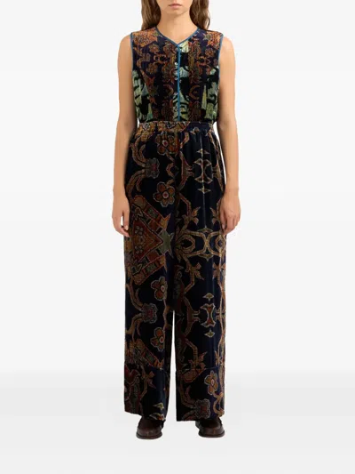 Pierre-louis Mascia Kanada Velvet Patterned Trousers In Black